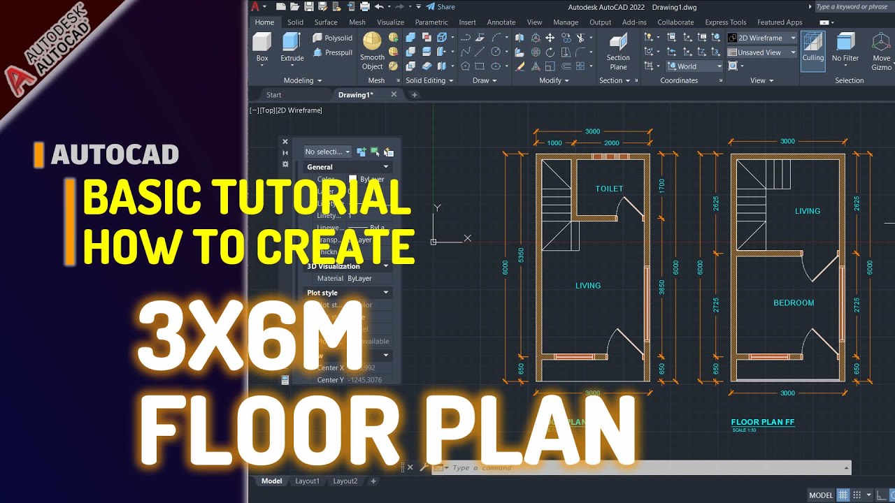 Exercise 05 Autocad Basic 3x6m 2nd Floor Plan Tutorial For Beginner Diamondsrain